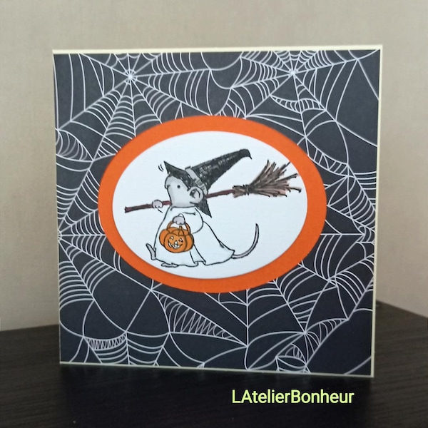 Carte de voeux "La souris d'Halloween"