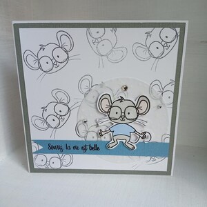 Carte artisanale "Souris, la vie est belle"- Fait main