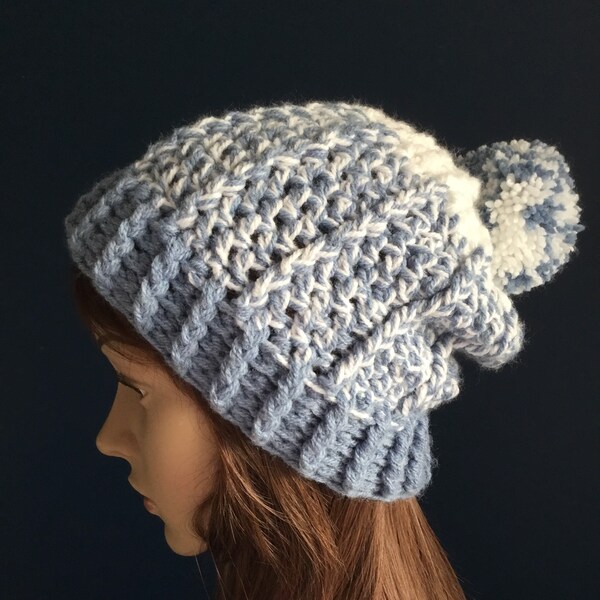 Handmade Crochet Ombre Beanie Bobble Hat