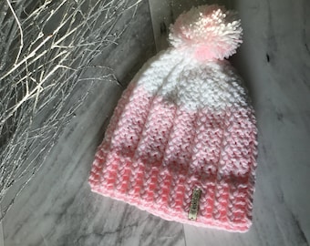 Handmade Crochet Ombre Beanie Bobble Hat