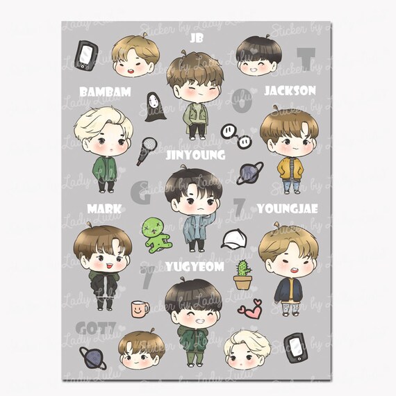 kpop got7 sticker sheet etsy