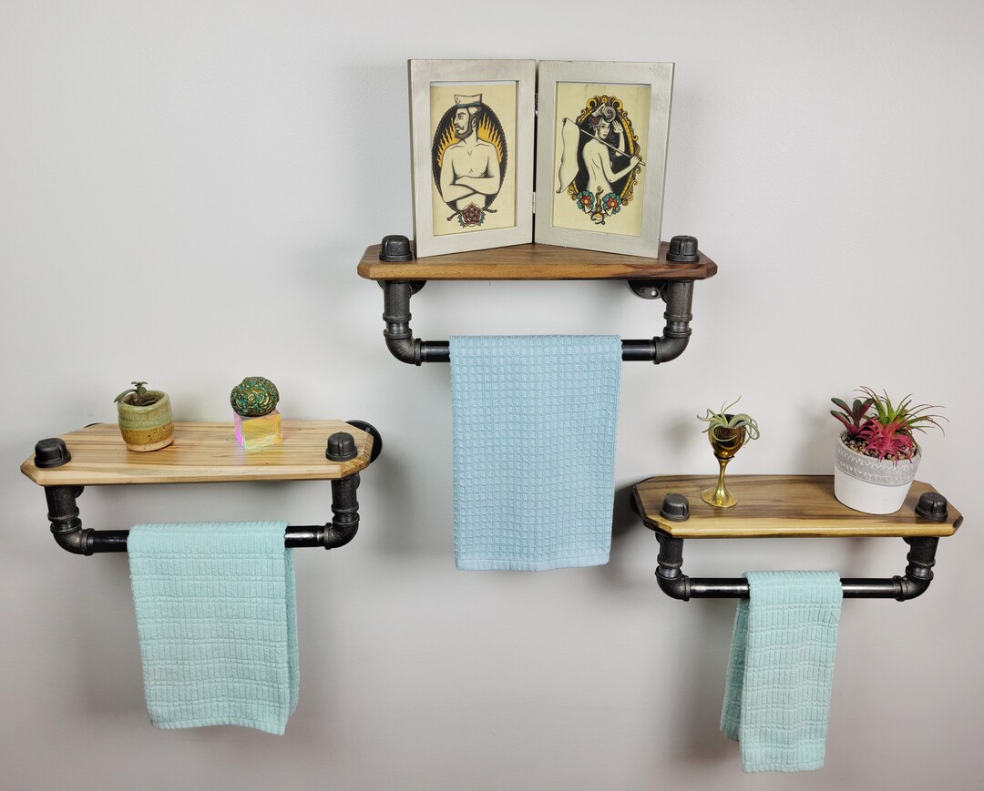 Poplar and Black Iron Pipe Shelves, Rustic Farmhouse, Wall Decor