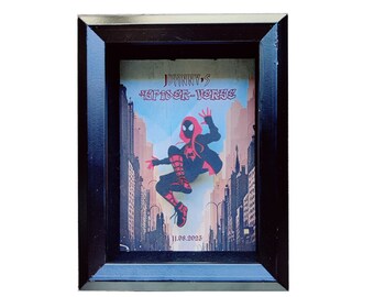 3D Miles Morales Into The Spiderverse Shadowbox | 5X7 Spiderman Gift | Gift For Brother | Birthday Gift For Boyfriend | Son Birthday Gift