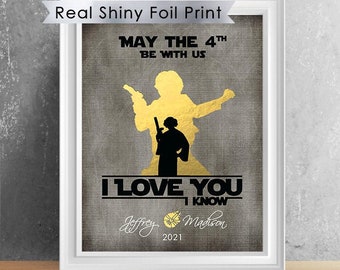 Unframed Star Wars May The 4th Be With Us Wedding | 8"X10" Star Wars Couple | 4th Anniversary Gift | I Love You I Know | Husband Gift