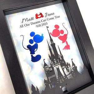 5&quot;x7&quot; 3D Disney Mickey and Minnie Disney Castle Shadow Box | Girlfriend Gift | Gifts For Women | Bridal Shower | Disney Couple Wedding Gift