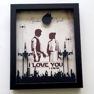 3D Star Wars Birthday Gift For Boyfriend Girlfriend 8X10 Nerdy Husband Wife Anniversary Gift I Love You I Know Couples Wedding Gift Holding Hands