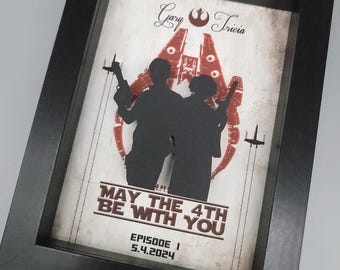 Star Wars 4th Anniversary 3D Wood Shadowbox Gift | May The 4th Be With You | Anniversary Gift | Husband Gift | Gifts For Him | Wife Gift