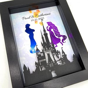 Disney 3D Shadowbox Tangled Rapunzel Wedding Gift For Couple | 5&quot;X7&quot; Disney Anniversary Gifts | Wife Birthday Gift | Bridal Shower Gift