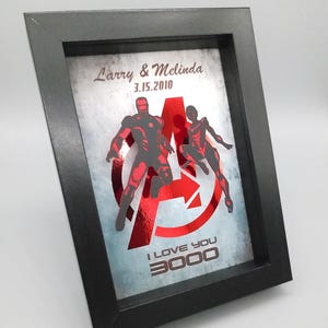 5X7 3D Iron Man Avenger Wedding Gift For Couple&#39;s | Personalized Gift for Husband | I Love You 3000 | Wife Anniversary Gift | Boyfriend Gift