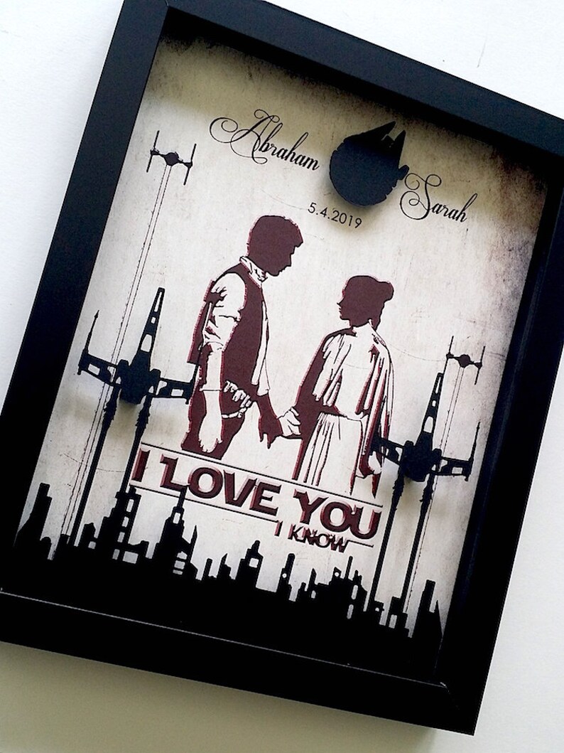 3D Star Wars Birthday Gift For Boyfriend Girlfriend 8X10 Nerdy Husband Wife Anniversary Gift I Love You I Know Couples Wedding Gift image 3