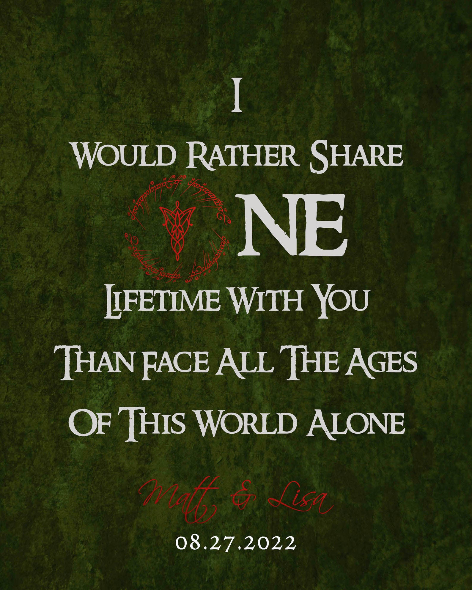 Lord of the Rings Wedding Gift Arwen Quote 8x10 Etsy