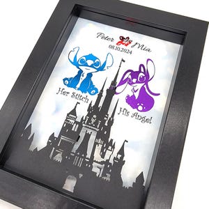 3D Stitch Angel Anniversary Gift For Couples, Bridal Shower Gift, 5&quot;X7&quot; Personalized Gift, Hawaiian Wedding, Gifts for Her, Girlfriend Gift