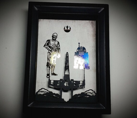 R2d2 C3po Art 3d Shadowbox Star Wars Office Decor Star Wars Etsy