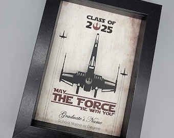 Class of 2025 Graduation Gift For College, High School, Middle School | 5x7 Star Wars Gift For Son, Brother, Daughter | Airforce Graduation