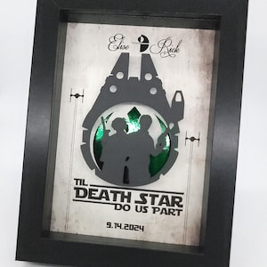 Star Wars Shadow Box | Til Death Star Do Us Part Personalized Star Wars Wedding Gift For Couple | Gift For Groom | 5&quot;X7&quot; Engagement Gift