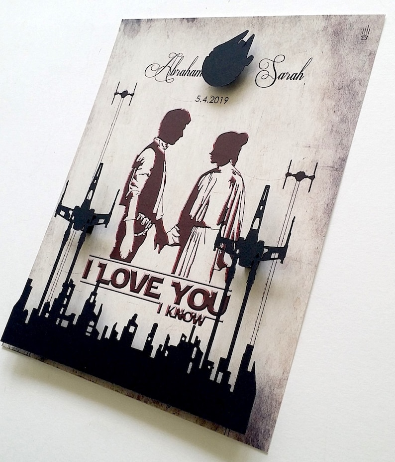 3D Star Wars Birthday Gift For Boyfriend Girlfriend 8X10 Nerdy Husband Wife Anniversary Gift I Love You I Know Couples Wedding Gift image 7