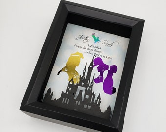 5"x 7" Hercules And Megara Wedding Gift, Disney Anniversary Gift, Personalized Framed Gift, Gift For Wife, Gift for Couples