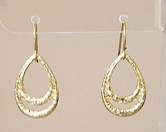 Gold Plated 1" Oval Teardrop Dangle Drop Boho Hook Earrings Womens Fashion Jewelry Made in USA