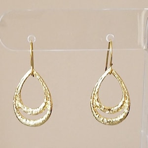 Gold Plated 1" Oval Teardrop Dangle Drop Boho Hook Earrings Womens Fashion Jewelry Made in USA