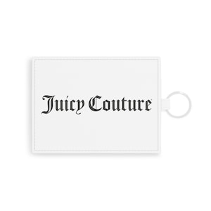 Cartera para tarjetas de cuero saffiano blanco con logotipo personalizado de Juicy Couture