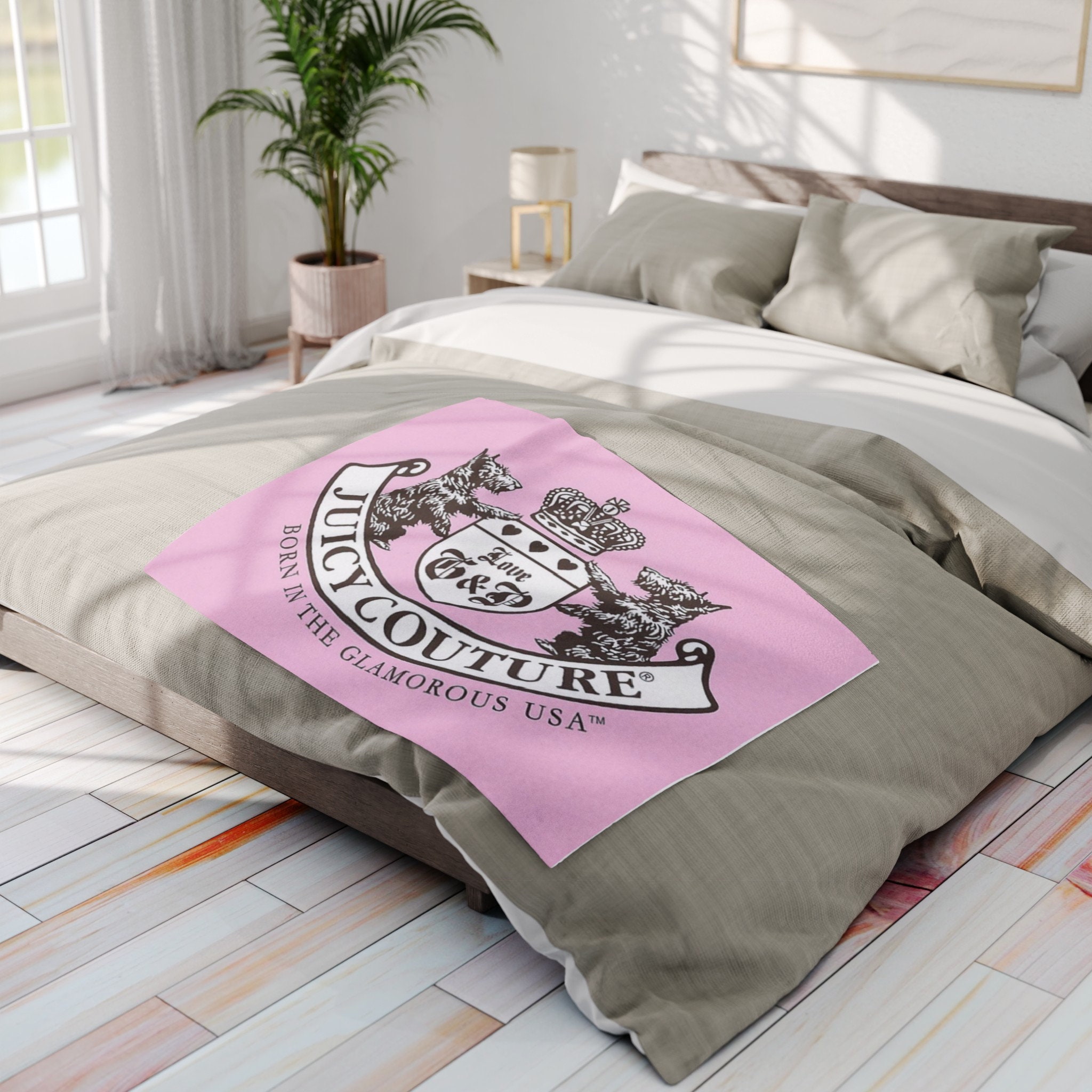 Custom Juicy Couture Logo Pink Arctic Fleece Blanket - Etsy Canada