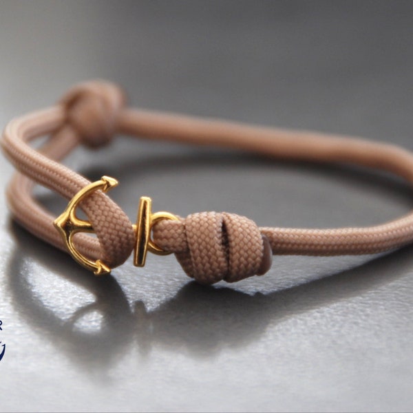 Kleines Gold Anker Armband Seil Armband Männer Frauen Nautische Armband Paracord Geschenk für ihn ihr Unisex Geschenk für Partner Jahrestag Schmuck