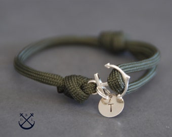 Pick your Colour Small Personalised Silver Anchor bracelet Mens & Womens Nautical Rope Bracelet Gift for her and him Unisex gift