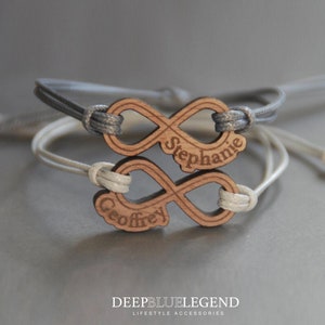 Set of 2 Custom Engraved Matching Bracelets for Couples and Friends, Personalised Name Bracelet, Gift Boyfriend, Anniversary, Best Friends