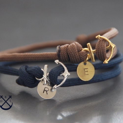 PERSONALISED His & Hers ANCHOR Bracelets Set of 2 Bracelets Etsy