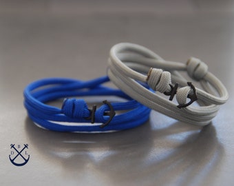Bracelets ANCRE noir his et le sien, ensemble de 2 bracelets, bracelets pour femmes pour hommes, bracelet couples - bracelet d’amour, bijoux de couples