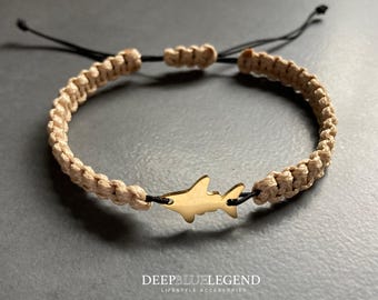 Tiny Shark Bracelet, Handmade Nautical Jewelry, Ocean Lover Gift, Adjustable Cord Bracelet, Beach Accessory
