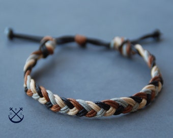 4 colour braided Anklet / Bracelet Macrame Knotted Bracelet - Waxed Cotton Ankle Bracelet -  Mens Womens Gift
