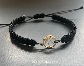 Handmade Gold Coloured BasketBall Bracelet, Custom Macrame Accessory, Adjustable Sports Jewelry, Gift For Basketball Player