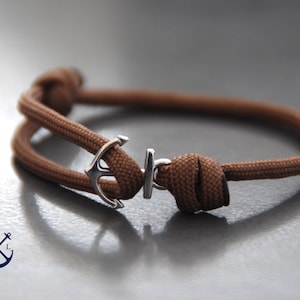 Pick your Colour Small Silver Anchor bracelet Rope Bracelet Mens and Womens Nautical Bracelet Gift for her Gift for him Unisex gift