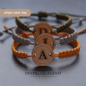 Pulsera con inicial personalizada Pulseras de pareja con letras grabadas personalizadas Pulsera de madera familiar con inicial grabada Pulseras a juego de regalo