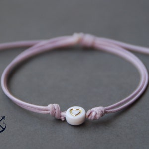Heart Bracelet - Waxed Cord Bracelets- His Her Cotton Bracelet Unisex Bracelet Mens Womens Macrame