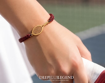 Custom Gold Colored Tennis Racket Bracelet, Handmade Sports Jewelry, Adjustable Sports Jewelry, Gift For Tennis Lover, Minimalist Accessory