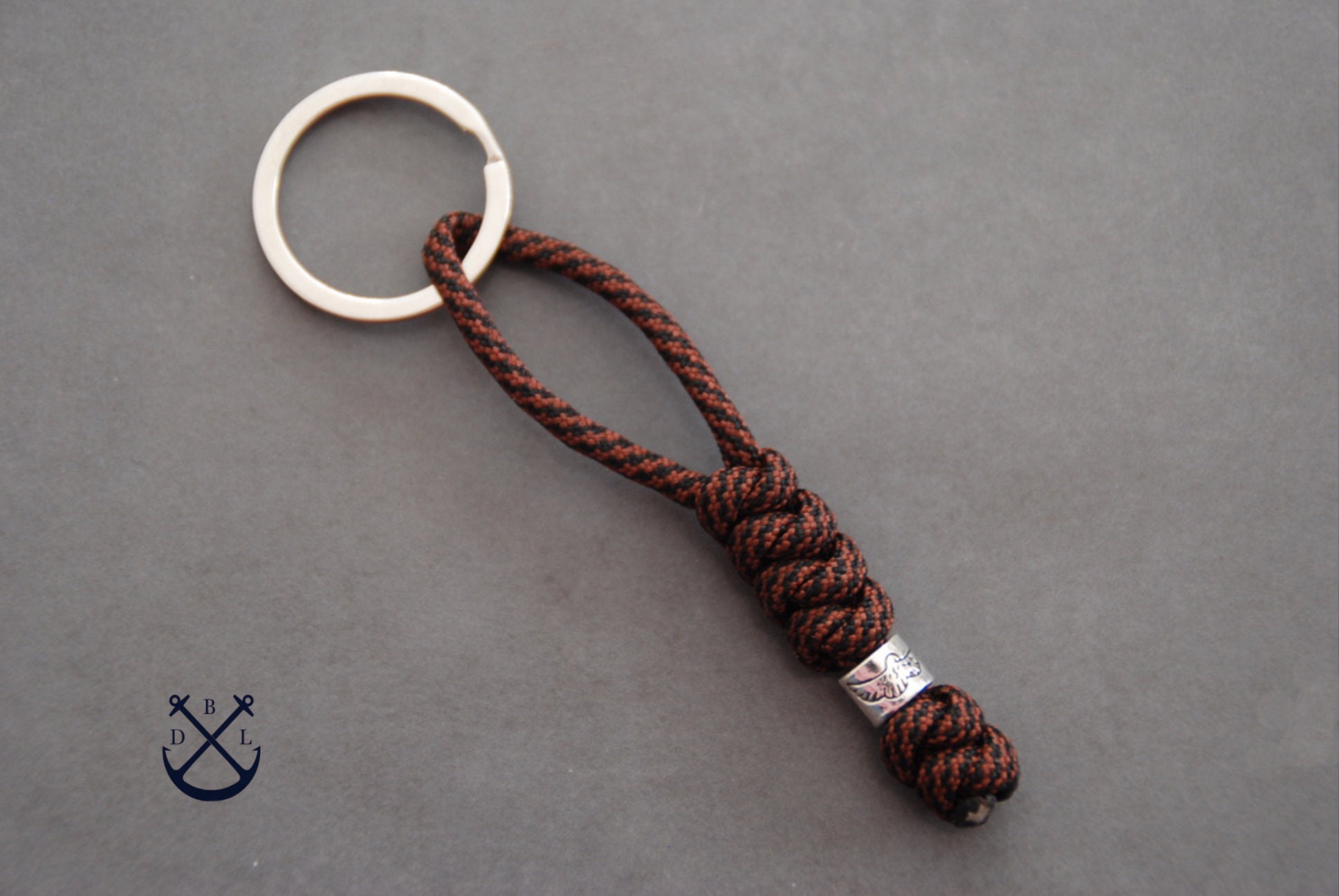 Antique Silver Eagle Bead Keychain Pick Your Colour