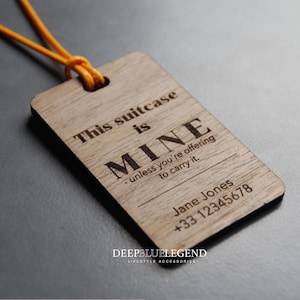 Custom Luggage Tag, Personalized Bag Tag, Funny Luggage Tag, Travel Bag Tag, Engraved Travelers Gift, Personalized Wooden Tag
