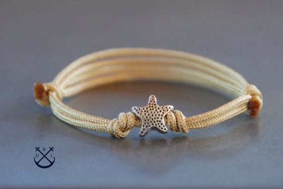 Pick your Colour Silver Sea Star bracelet Gold Brown Rope Bracelet Mens & Womens Bracelet Gift for her Gift for him Unisex gift
