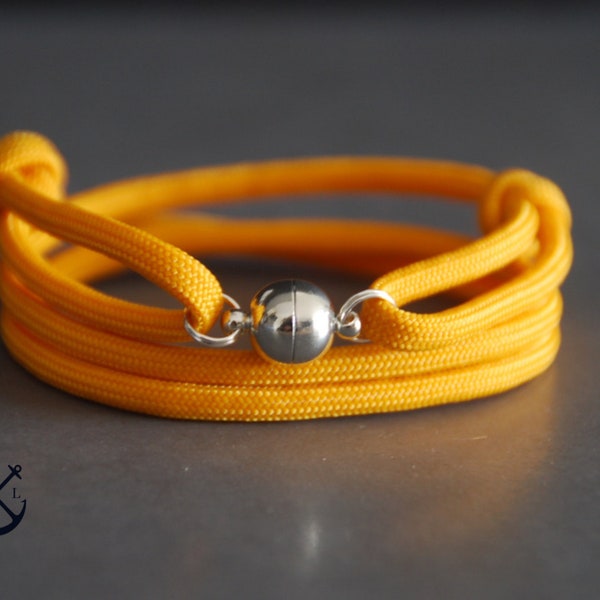 Choisissez votre bracelet color silver magnetic clasp, bracelet corde jaune chaud, bracelet homme et femmes, cadeau pour elle, cadeau pour lui, cadeau Unisexe