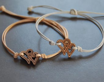 Set of 2 Matching Couple Bracelets, Customizable Partner Bracelet, Love Bracelet Valentine Gift, Jewelry men and women, Heart Bracelet Gift