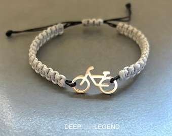 Custom Gold Colored Bicycle Bracelet, Handmade Sports Jewelry, Adjustable Sports Jewelry, Gift For Bike Lover, Minimalist Cycling Gift