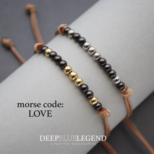 Morsekod Pararmband Set med 2 KÄRLEKSarmband Present till Pojkvän Flickvän Bästa Vän Matchande Armband Herr Dam Smycken