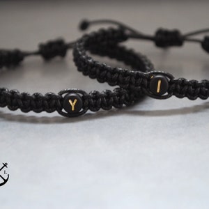 Family Initial Bracelets for Adults and Kids Macrame Matching Bracelets Personalised Knotted Bracelet Set of 2 Bracelets