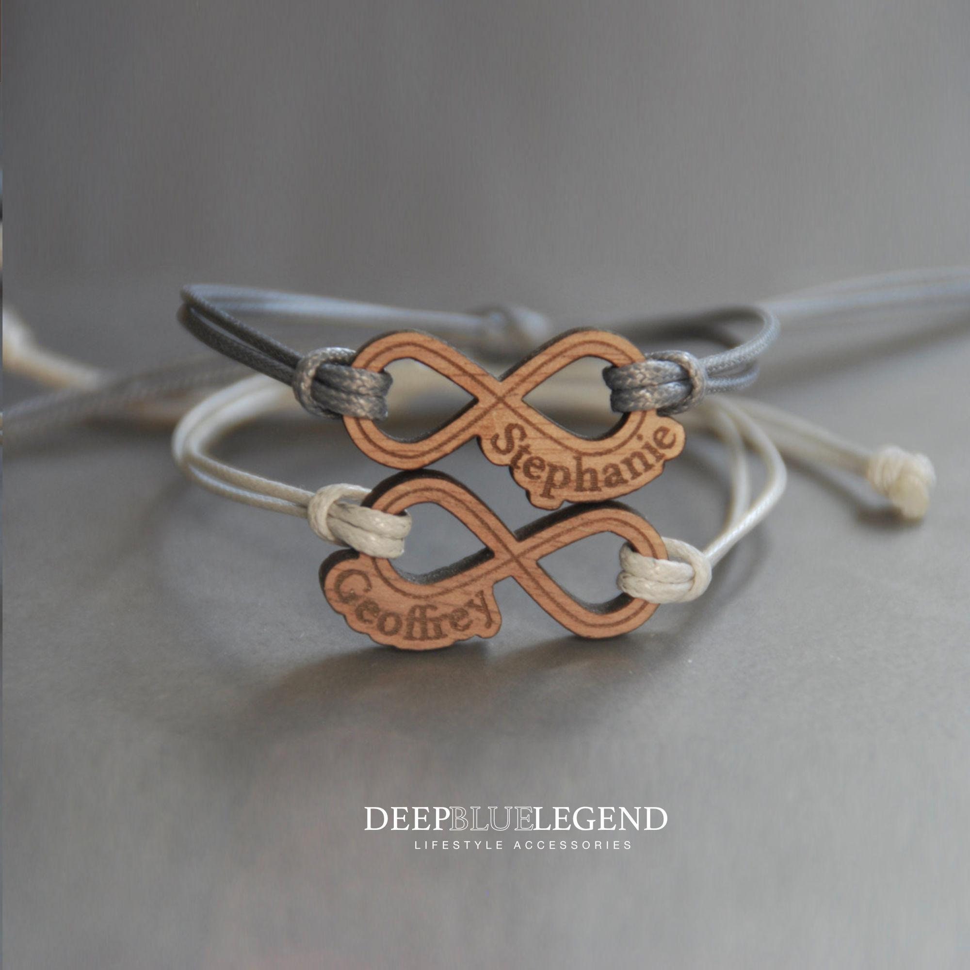 Set of 2 Custom Engraved Matching Bracelets for Couples and Friends, Personalised Name Bracelet, Gift Boyfriend, Anniversary, Best Friends