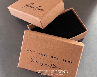 Personalized Engraved Jewelry Gift Box, Custom Text Cardboard Box, Kraft Bracelet Packaging, Couple Gift, Wedding Favor Box, Add on Bracelet