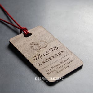 Couple Personalized Luggage Tag Newlywed Gift Anniversary, Personalized Wooden Travel Bag Tag Married Couple, Engraved Traveler Gift Wedding