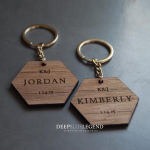 Custom Couple Keychains With Names, Couples Gift Pair of Keyrings, Personalized Keychain Gift for Anniversary, Engagement, Wedding, BFF, GF