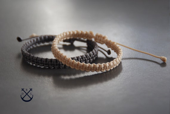 Couple Bracelets, Macrame Knot Bracelets Set of 2 Waxed Cord Bracelets His  Her Cotton Bracelet, Matching Bracelets, Mens Womens, Macrame 